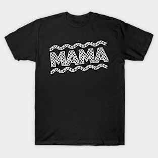 Mama Checkered Black And White T-Shirt